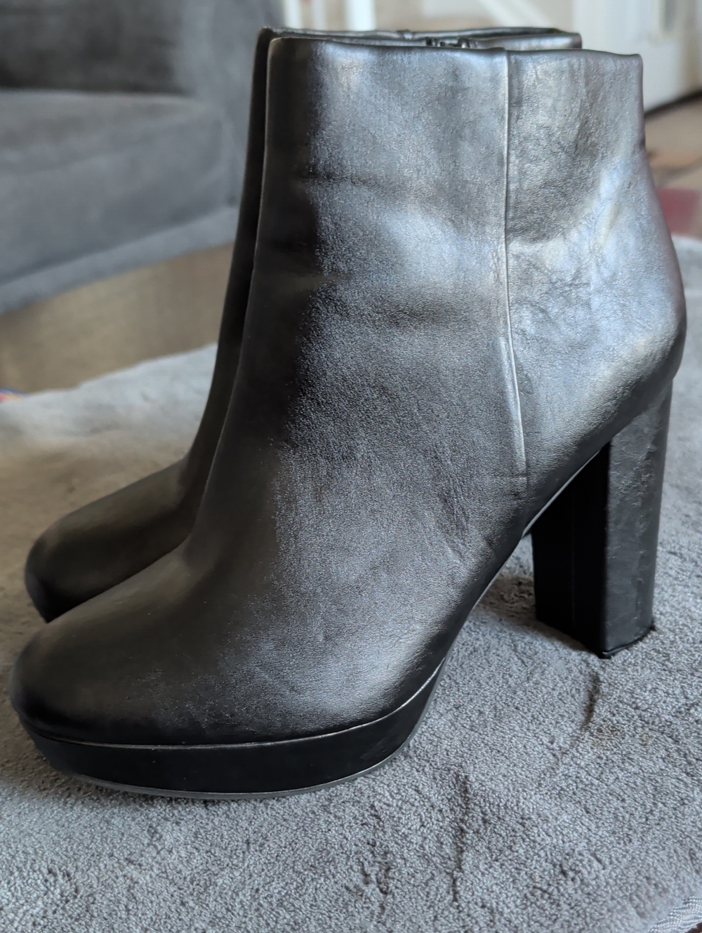 Dream Pairs Black Leather Platform Ankle Boots